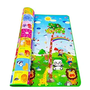 Home Stylish Double Sided Water Proof Baby Mat Carpet for Kids 4 feet x6 feet Design 13 (Multicolour)