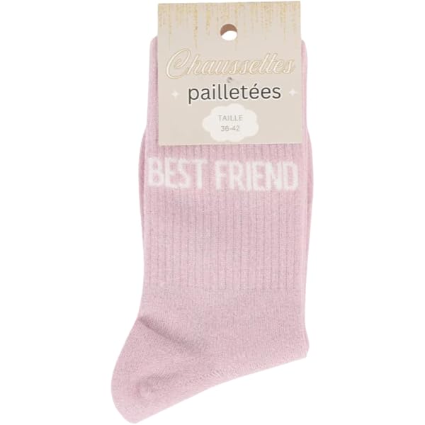 STC Chaussettes à Paillettes Bichette - Rose Et Doré - Taille Unique 36-42
