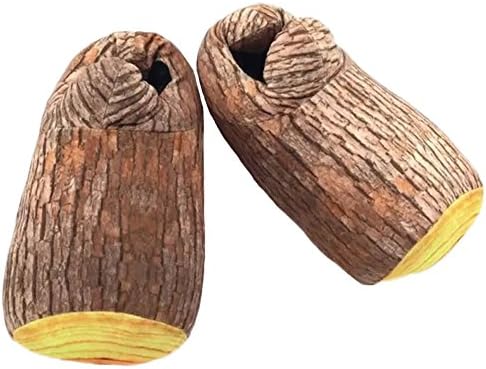 AIZHE 3D Funny Novelty Tree Trunk Pattern Slippers Warm Winter Slippers (Tree)