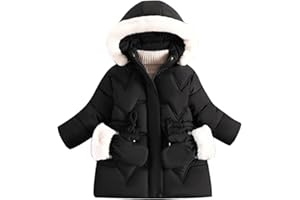 linboo Manteau Fille Doudoune Chaud Veste à Polaire Enfant Blouson d'Hiver à Capuche Fourrure Epaisse Rembourré Parka avec Gants