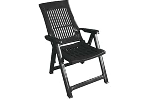 URBNLIVING Chaise longue de jardin pliante, inclinable à 5 positions, résistante aux intempéries, siège pliable et confortable pour jardin, terrasse, camping et salle à manger – Lot de 1