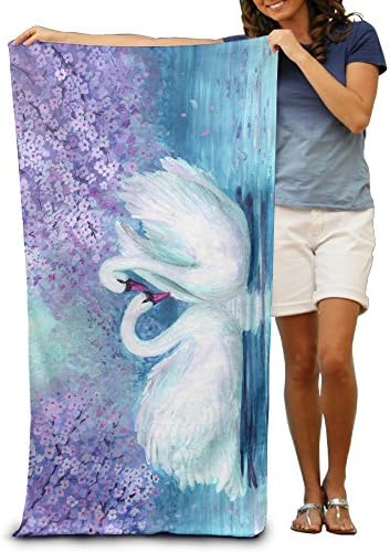 Watercolor Landscape Swans 100% Polyester Beach Towel Chair (31" X 51") Thick Soft Quick Dry Lightweight Towels Blanket
