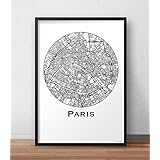 Affiche Paris Minimalist Map (A4, A3, A2) - City Map, Poster de Paris, Plan de ville, Impression d'Art, Création originale handmade