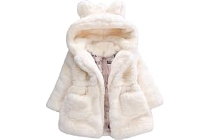 Uni-Wert Flicka pälskappa vinterjacka fuskpäls jacka baby flicka höst vinter kappa varm jacka med huva ullrock huvjacka