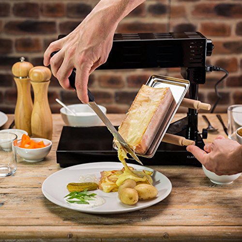 Klarstein Appenzell 2G Schweizer Raclette Grill Käse-Raclette Tischgrill (600 Watt, Standgerät, höhenverstellbar, schwenk- kippbar, Temperaturregulierung) schwarz - 2