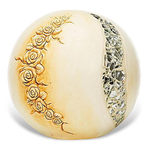 HC-Handel 923021 Keramik Kugel "Rosen" für den Garten 14 cm