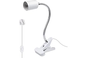 Bonlux Reptile Heat Lamp Holder, E27 Dimmable Basking Bulb Holder Flexible Clamp Lamp Fixture with Temperature Adjustable Switch & UK Plug for Pet Lizard Tortoise Aquarium (Without Bulb)