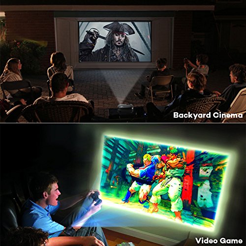 Mini Beamer LED Beamer Upgrade T22 2000 Lumen Heimkino Video Projektor LCD Beamer 800*480 unterstützt 1080P für Filmnacht Video Spiel Xbox TV Laptop iPhone Android Smartphone HDMI / VGA / USB / SD / AV Anschluss mit HDMI AV Kabel (Schwarz) - 7