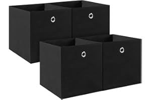 BALLSHOP 4 Stück Aufbewahrungswürfel Faltbox 32 x 32 x 32 cm Aufbewahrungsbox Faltbare Spielzeug Organizer Stoffboxen Würfel Stoff Faltkiste mit Fingerloch für Kallax Regale oder Raumteiler Schwarz