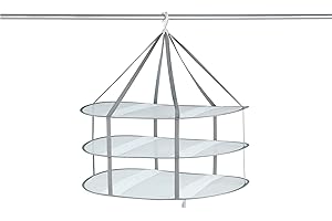 ‎MAXIMEX Maximex Pullover Trockner, platzsparendes Trocknen auf 3 Ebenen, Kleidung trocknet ohne zu verformen, luftdurchlässiges Netzgewebe, drehbarer & sturmfeste Befestigungshaken, 78x81x61 cm