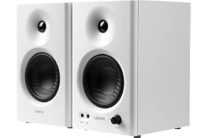 Edifier MR4 Drivna Studiomonitorer, 4" aktiva högtalare för monitoreringshögtalare med nära fält - Vit (par)