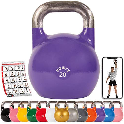 POWRX Kettlebell Professionnelle de 4 kg à 28 kg - Kettlebell de compétition (20 kg/Violet)