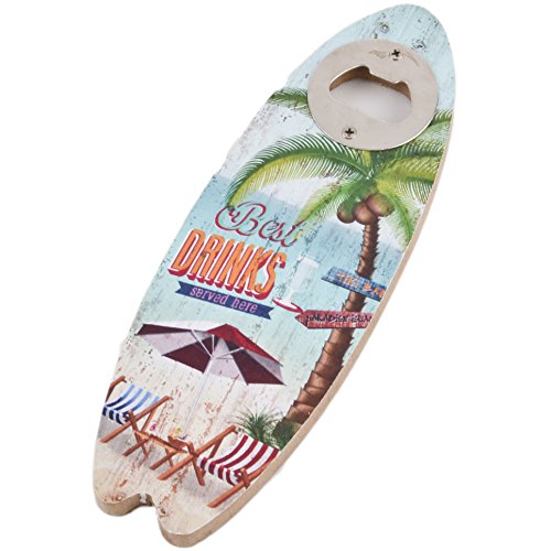 Flaschenöffner Surfbrett Tiki Beach Bar Design MDF 20x6cm bunt Vintage Design (Design 1)