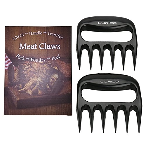LURICO Gezogene Schweinehacker Bärenklaue Fleisch Tenderizer – BBQ FLEISCHGABEL Zerkleinerungshandling & Fleischhandler Carving Gabeln (Schwarz) - 2