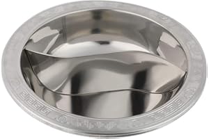 BORDSTRACT Hot Pot Topf, 28-32CM Edelstahl 2 Kammern Dualer Hot Pot Doppelgriff Kochgeschirr Hot Pot mit Trennwand für Induktionsherd Gasherd Elektroherd oder Cerankochfeld (28cm)