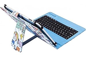 SILVERHT Silver HT - Funda Universal con Teclado Type C/Micro USB Pixel Gamer para Tablet de 9" a 10.4" Pulgadas. Compatible con iPad, Samsung, BQ, Huawei, etc.