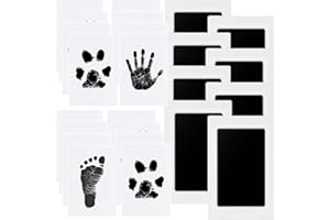 IWHEAT Baby Handabdruck und Fußabdruck Set, 8 pcs Baby Fussabdruck Set, Baby Abdruckset für Neugeborene, Pfotenabdruck Set Hund, Pfotenabdruck Set Katze, Clean Touch Stempelkissen für Baby Shower