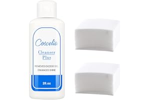 COSCELIA Nail Cleaner Professional Nail Degreaser avec Lot de 100 Lingettes à Ongles Non Pelucheux Dégraissant pour Ongles de Haute Qualité