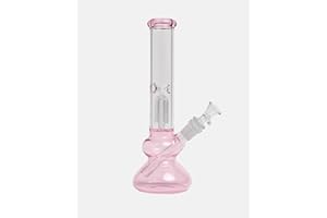 SUMMER SUNSET LTD Glass Bong with percolate, Double Bubble Bong with 14.5mm Bong Bowl Height 26.5cm Weight 400g Glass Pipe for Smoking Bongs, Gift for her (Pink)