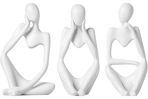 lomdung 3 Stück Harz Skulptur Ornamente Denker, Abstrakte Figur Minimalistische Kunst, Mini Denker Skulptur Deko, Skulpturs Set für Zuhause Wohnzimmer Schlafzimmer Bücherregal Büro Desktop Dekoration