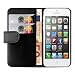 Produktbild JAMMYLIZARD Lederhülle für iPhone SE und iPhone 5 / 5s | Ledertasche [ Wallet Tasche Series ] Leder Book Case Hülle Flip Cover Schutzhülle mit Kartenfach, Schwarz