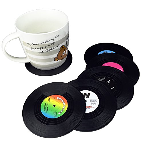 txian 6 Retro Vinyl LP Schallplatten Stil Untersetzer Tasse Matte Rutschfeste Isolierte Kaffee Getränke Matte - 3