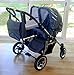 Double Pushchair for Different AgesOne Carrycot + 2 Chairs + AccessoriesGrey + Blue.