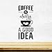 Produktbild WWYJN Wall Decal Quotes Coffee Wall Sticker Bar Cafe Kitchen Poster Home Decor Removable Poster Art Decor Wall Sticker Black 58 X 133 cm