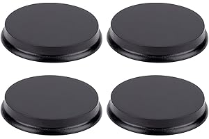 FINGERINSPIRE 4Pcs Base Ronde en Bois de 79.5 mm Avec Surface Laquée Noire - Plaque Circulaire en Bois - Plaque Ronde Plate en Bois pour Figurines D'Action Modèles Miniatures Projets D'Artisanat
