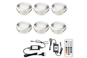 SUBOSI 6x Wifi Spot Led Eclairage extérieur Ø61mm DC12V 1.2W RGBW(RGB+Blanc Chaud) Compatible avec Alexa, IFTTT, téléphone intelligent IP67 Kit complet de downlight LED étanche