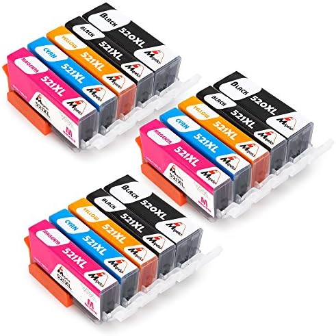 Mipelo Compatible Canon PGI-520 CLI-521 Ink Cartridges, High Yield, 15 Pack for Canon PIXMA MP550 MP540 MP540x MP560 MP620 MP620B MP630 MP640 MP980 MP990 MX860 MX870 iP3600 iP4600 iP4700 Printer