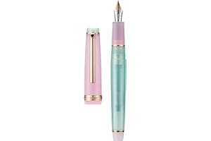 erofa Jinhao 82 Pluma estilográfica, punta mediana con borde dorado, barril transparente rosa y azul lago con convertidor,FGDH3F1SA63N124