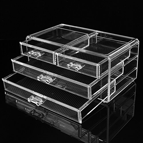 Cosmetic Aufbewahrungsbox 3 Schubladen Make-up Ausstellungsstand Kosmetik Aufbewahrungsbox Transparente Kästchen Box - 3