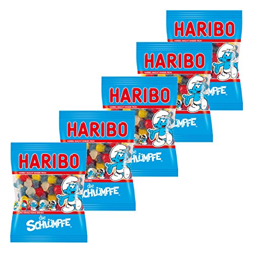 Haribo Schlümpfe, 5er Pack, Gummibärchen, Weingummi, Fruchtgummi, Vegetarisch, Im Beutel, Tüte Haribo Schlümpfe, 5er Pack, Gummibärchen, Weingummi, Fruchtgummi, Vegetarisch, Im Beutel, Tüte