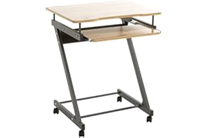 HAKU FURNITURE HAKU Möbel Biurko komputerowe na kółkach, MDF, dąb antracytowy, szer. 60 x gł. 49 x wys. 75 cm