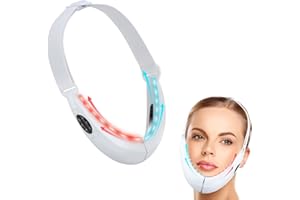 AILEDA Reductor de Papada Masajeador Facial Electrico, EMS Masajeador Facial Shapping con Caliente, Lifting y Reafirmante con Fototerapia Roja y Azul