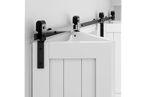 WINSOON WIINSOON 6FT/183CM Porte Coulissante Pliante Interieur Noir - Kit de Porte Facile à Installer, Convient pour Porte Intérieure