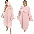 Brentfords Towel Poncho Adult Hooded Large Bath Swimming Surf Beach Absorbent Microfiber Changing Robe for Women Girls Quick Dry, Blush Pink, One Size
