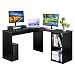 Produktbild DOSLEEPS Computer-Schreibtisch, Winkel, L-Große Ecke PC Laptop Schreibtisch Studie Tisch Workstation Gaming Schreibtisch für Zuhause und Büro Kleine Platz – Schwarz Holzmaserung