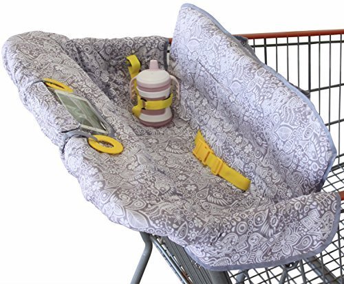 Shopping Trolley Cover for Baby or Toddler - 2-in-1 Highchair Cover - Compact Universal Fit - Modern Unisex Design for Boy or Girl - Includes Carry Bag - Machine Washable - Fits Restaurant High Chair