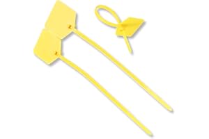 6COMGIGA wasserdichte Versandanhänger, selbstsichernde, beschreibbare Markierungsbänder aus Nylon, Gepäckidentifikationsanhänger, Siegeletiketten, Kabelbinder zum Beschriften, 100 Stück (Gelb)