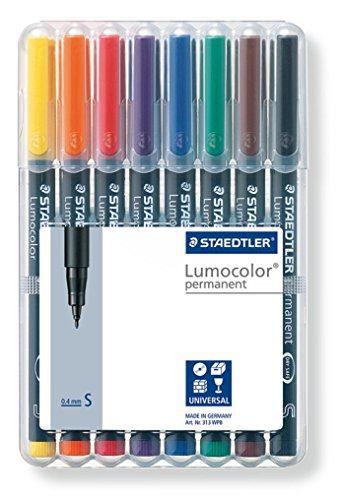 Staedtler 313 WP8 Feinschreiber Universalstift Lumocolor permanent, Staedtler Box mit 8 Farben