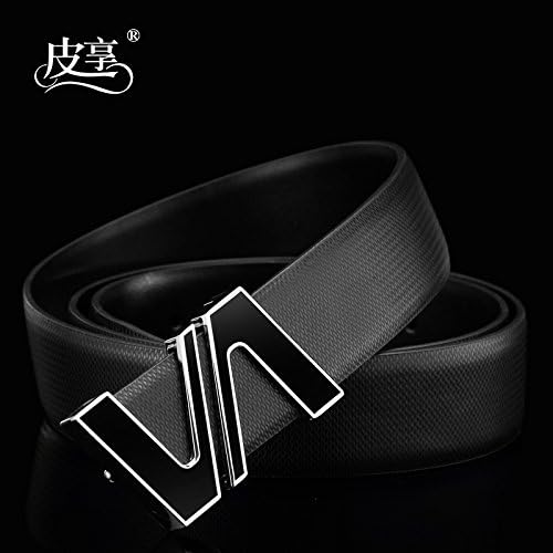 LLZZPPD Leather Belt/White Male Student Belt Male Young Letters Smooth Buckle Belt Wedding/Birthday/Gift/Couple/Valentine'S Day/Decoration , Black Buckle With Black , 125Cm