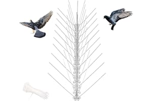 AIQII 3,5 Meter Taubenabwehr aus Edelstahl 14 Elemente a 25 cm Vogelabwehr Spikes Vogelschutz Spikes für Balkon Dach und Fensterbank gegen Vögel, Krähen und Spechte