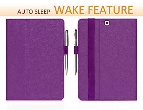 Galaxy Tab S2 9.7 Hülle,Samsung Galaxy Tab S2,Fyy® [Super Functional Series] Hochwertige Kunstleder Hülle mit elastitcher Handschlaufe und Halterungen für Karten, Notizen für Samsung Galaxy Tab S2 9.7 Zoll,Violett (mit automatischer Schlaf/ Weck-Funktion) - 9