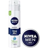 NIVEA Men Hassas Tıraş Jeli, Hassas Ciltlere &Ouml;zel Hızlı Koruma 200ml ve NIVEA Men Creme Erkek Nemlendirici Bakım Kremi 30ml