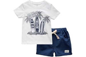 BINIDUCKLING Jungen Short Shirt Set Kleinkind Kinder Outfit 2 Stck Sommer Bekleidungsset 2-7 Jahre