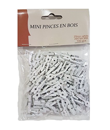 100 PCS 25 mm Mini Holz Foto weiss Papier Peg Wäscheklammer Kleidung Pin Clip EMI Craft