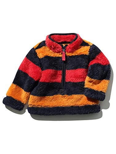 M&Co Baby Boys Long Sleeve Stripe Pattern Warm And Cosy Sherpa Fleece Zip Up Jumper Blue 2/3 Yr