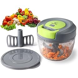 mini hachoir manuel, hachoir viande 3 lames 750ml, coupe oignon/coupe ail, mini mixeur coupe legumes multifonctions de Terre,Machine à Couper Noix,Vanille,Aliments pour Bébés(750ml)